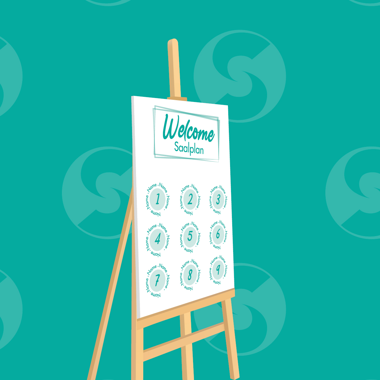 Saal-/Sitzplan auf verschiedenen Materialien